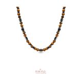 DAKANA JEWELLERY Sertifikalı Kaplan Gözü ve Mix Hematit Taşı 6 mm Erkek Doğal Taş Kolye