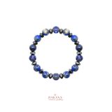 DAKANA JEWELLERY Sertifikalı Lapis Lazuli ve Faset Hematit Taşı 8 mm Erkek Doğal Taş Bileklik