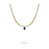 DAKANA JEWELLERY Sertifikalı Sitrin Taşı 4 mm Minimal Mavi Zirkon Uçlu Doğal Taş Kolye
