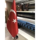 Dakik Reklam Makam Bayrağı, Türk Bayrağı, Gümüş Gri Alüminyum Krom Direkli Set Bayrak Takımı Krom Set