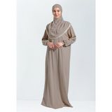 Dakka Kadima Namaz Elbisesi Jarse Tek Parça - Bej - Vizon - Standart