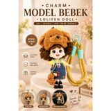 Daks Lolifen Model Bebek Charm - Köpek Şapkalı Sevimli Kız Bebek Dekoratif Oyuncak - (Çıkarılabilir Kıyafetli,Çanta Charmı)