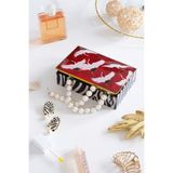 Daks Premium Turna Desenli Dekoratif Organizer Kutu – Takı, Makyaj, Dikiş ve Aksesuar Saklama Kutusu (160x102x50 mm)