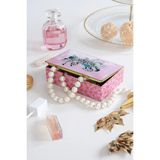 Daks Premium Zebra Desenli Pembe Dekoratif Organizer Kutu – Takı, Makyaj, Dikiş ve Aksesuar Saklama Kutusu (160x102x50 mm)