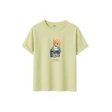 DAKSEL Ayıcık Baskılı Traveler Oversize Pamuklu Unisex Tişört, Grafik Baskılı, 10+ Renk Seçeneği (Sarı, M)