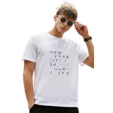 DAKSEL Erkek%100 Pamuk New York Brooklyn Baskılı T-Shirt, Bisiklet Yaka, Kısa Kollu, Rahat Kesim, 14 Renk Seçeneği (Beyaz, S)