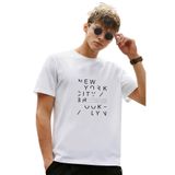 DAKSEL Erkek%100 Pamuk New York Brooklyn Baskılı T-Shirt, Bisiklet Yaka, Kısa Kollu, Rahat Kesim, 14 Renk Seçeneği (Beyaz, XL)