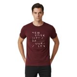 DAKSEL Erkek%100 Pamuk New York Brooklyn Baskılı T-Shirt, Bisiklet Yaka, Kısa Kollu, Rahat Kesim, 14 Renk Seçeneği (Bordo, L)