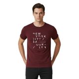 DAKSEL Erkek%100 Pamuk New York Brooklyn Baskılı T-Shirt, Bisiklet Yaka, Kısa Kollu, Rahat Kesim, 14 Renk Seçeneği (Bordo, M)