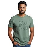DAKSEL Erkek%100 Pamuk New York Brooklyn Baskılı T-Shirt, Bisiklet Yaka, Kısa Kollu, Rahat Kesim, 14 Renk Seçeneği (Çağla, L)