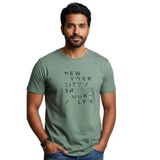 DAKSEL Erkek%100 Pamuk New York Brooklyn Baskılı T-Shirt, Bisiklet Yaka, Kısa Kollu, Rahat Kesim, 14 Renk Seçeneği (Çağla, S)
