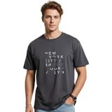DAKSEL Erkek%100 Pamuk New York Brooklyn Baskılı T-Shirt, Bisiklet Yaka, Kısa Kollu, Rahat Kesim, 14 Renk Seçeneği (Füme, S)