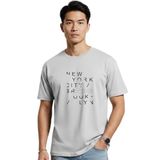 DAKSEL Erkek%100 Pamuk New York Brooklyn Baskılı T-Shirt, Bisiklet Yaka, Kısa Kollu, Rahat Kesim, 14 Renk Seçeneği (Gri, L)