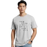 DAKSEL Erkek%100 Pamuk New York Brooklyn Baskılı T-Shirt, Bisiklet Yaka, Kısa Kollu, Rahat Kesim, 14 Renk Seçeneği (Gri, M)
