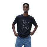 DAKSEL Erkek%100 Pamuk New York Brooklyn Baskılı T-Shirt, Bisiklet Yaka, Kısa Kollu, Rahat Kesim, 14 Renk Seçeneği (Lacivert, S)