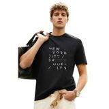 DAKSEL Erkek%100 Pamuk New York Brooklyn Baskılı T-Shirt, Bisiklet Yaka, Kısa Kollu, Rahat Kesim, 14 Renk Seçeneği (Siyah, 2XL)