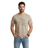 DAKSEL Erkek%100 Pamuk New York Brooklyn Baskılı T-Shirt, Bisiklet Yaka, Kısa Kollu, Rahat Kesim, 14 Renk Seçeneği (Taş, L)