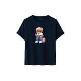 DAKSEL Kadın Ayıcıklı Grafik Baskılı Tişört - Valizli Ayı Tasarımı%100 Pamuklu - 10+ Renk Seçeneği (Lacivert, 2XL)