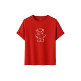 DAKSEL Unisex Pamuklu Oversize T-Shirt - Floral Bloom Wildly Çiçekli Ayıcık Baskılı -%100 Pamuk Bisiklet Yaka Kısa Kollu Tişört (Kırmızı, 2XL)
