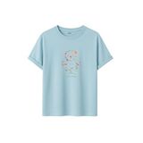 DAKSEL Unisex Pamuklu Oversize T-Shirt - Floral Bloom Wildly Çiçekli Ayıcık Baskılı -%100 Pamuk Bisiklet Yaka Kısa Kollu Tişört (Mavi, S)