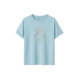 DAKSEL Unisex Pamuklu Oversize T-Shirt - Floral Bloom Wildly Çiçekli Ayıcık Baskılı -%100 Pamuk Bisiklet Yaka Kısa Kollu Tişört (Mavi, XL)