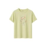 DAKSEL Unisex Pamuklu Oversize T-Shirt - Floral Bloom Wildly Çiçekli Ayıcık Baskılı -%100 Pamuk Bisiklet Yaka Kısa Kollu Tişört (Sarı, M)