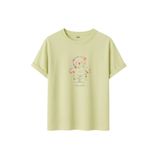 DAKSEL Unisex Pamuklu Oversize T-Shirt - Floral Bloom Wildly Çiçekli Ayıcık Baskılı -%100 Pamuk Bisiklet Yaka Kısa Kollu Tişört (Sarı, S)