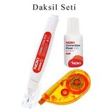 Daksil Seti 3 Lü 1 Paket Noki Şerit Kalem Ve Sıvı Fırçalı Silici Düzeltici Örtücü Ofis Büro Okul