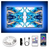 dalattin TV LED Arka Işık, 17 ft RGB USB Led Işıklar, TV için 65-80 İnç, TV Işıkları Müzik Senkronizasyonu Bluetooth Uzaktan Kumandalı, HDTV Ortamı Arkasında LED Aydınlatma Odası Dekorasyonu