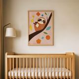 Daldaki Tembel Hayvan Çocuk Odası Duvar Posteri Çerçeveli Tablo Duvar Dekorasyonu - 21 x 30 - Ahşap Çerçeveli