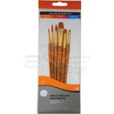 Daler Rowney 600 Simply Gold Taklon Synthetic 6'lı Fırça Seti