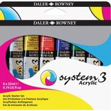 Daler Rowney 6x22 ML System 3 Akrilik Boya Seti