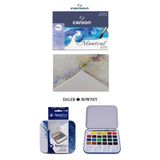 Daler Rowney Aquafine 24'Lü Yarım Tablet Suluboya Seti Canson Montval Suluboya Defteri 24X32cm 300Gr
