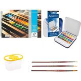 Daler Rowney Profesyonel Aquafine Sulu Boya Seyahat Seti 24 Yarım Boy Metal Kutu - Renkli - Standart