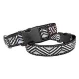 Dalga Desenli Dokuma Köpek Boyun Tasması 1,5 Cm X 27-40 Cm Siyah