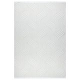 Dalga Desenli Geometrik Motif Tasarımlı Pamuk Tabanlı Salon - Oturma Odası Krem Renk Halı