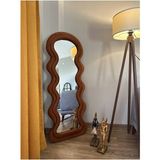 Dalga Desenli Kumaş Çerçeveli Boy Aynası - 180 x 70 cm