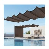 Dalga Güneşlik, Geri Çekilebilir Dalga Güneşlik Yelken, Pergola, Veranda, Teras, Balkon için HDPE UV Blok Güneşlik, Teleskopik Dış Mekan Gölgeliği, Dayanıklı Gölge Ağları (W1.6*L13m/W5.24*U42.69ft)