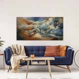 Dalgalar Yağlı Boya Dokulu Tablo 60X90 Gold Çerçeveli