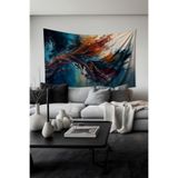Dalgaların Dansı Desenli Duvar Halısı Duvar Örtüsü Tapestry Süetimsi Dokulu%100 Polyester Kumaş