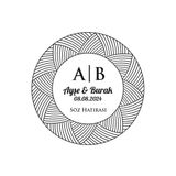 Dalgalı Çizgili Yuvarlak Mühür Kına Nişan Düğün 3X3 Cm Özel Etiket / 50 Adet Sticker