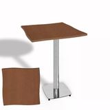 Dalgalı Kare Bistro Wermodin Masa 67X67 Cm Tokyo Serisi (Kromnikel) - Koyu Ahşap
