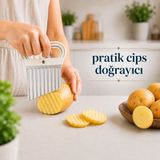 Dalgalı Patates Kesici Cips Doğrayıcı Sebze Dilimleyici Paslanmaz Çelik Bıçaklı Krinkle Kesici Patates Kesme Aparatı Mutfak Doğrayıcı Sariva Home - Krem