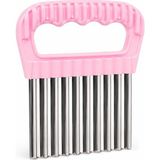 Dalgalı Sebze Dilimleyici ve Patates Kesici – Paslanmaz Çelik Bıçaklı, Ergonomik Saplı Tırtıklı Doğrayıcı (Pembe) - 001 - Beyaz - 0,5 ml