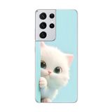 Dali Design Samsung Galaxy S21 Ultra Uyumlu Şeffaf Kılıf 2 Peluş Kedi Tasarımlı
