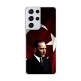 Dali Design Samsung Galaxy S21 Ultra Uyumlu Şeffaf Kılıf Atatürk 4 Tasarımlı