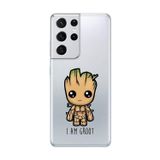 Dali Design Samsung Galaxy S21 Ultra Uyumlu Şeffaf Kılıf Chibi Babygroot 1 Tasarımlı