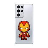 Dali Design Samsung Galaxy S21 Ultra Uyumlu Şeffaf Kılıf Chibi Iron-Man 2 Tasarımlı