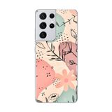 Dali Design Samsung Galaxy S21 Ultra Uyumlu Şeffaf Kılıf Çiçek Tasarımlı