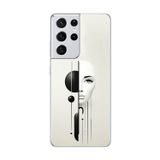 Dali Design Samsung Galaxy S21 Ultra Uyumlu Şeffaf Kılıf Estetik Yüz 2 Tasarımlı